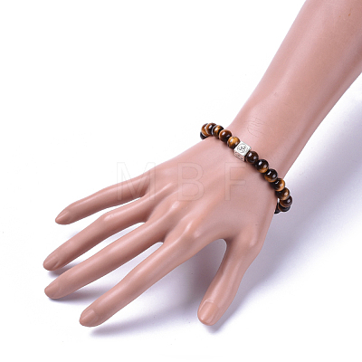 Natural Tiger Eye Stretch Bracelets BJEW-JB04492-04-1