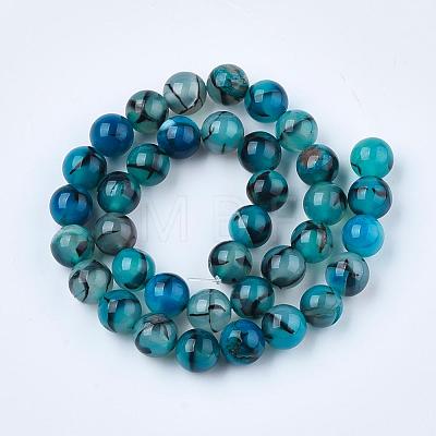 Dyed Natural Dragon Veins Agate Beads Strands G-Q462-128C-6mm-1
