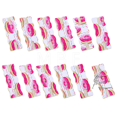 12Pcs Donut Printed Polyester Necklace Anti-Winding Display Cards CDIS-OC0001-14C-1