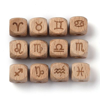 Natural Wood Constellation Beads WOOD-M002-08-1