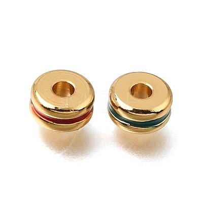Brass Enamel Beads KK-G605-05G-1