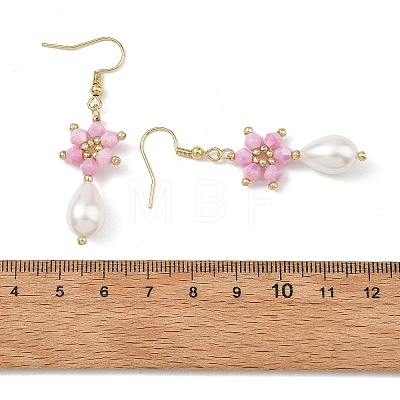 Anti-Tarnish Electroplate Bicone Glass Pearl Teardrop Beads Dangle Earrings EJEW-MZ00765-1