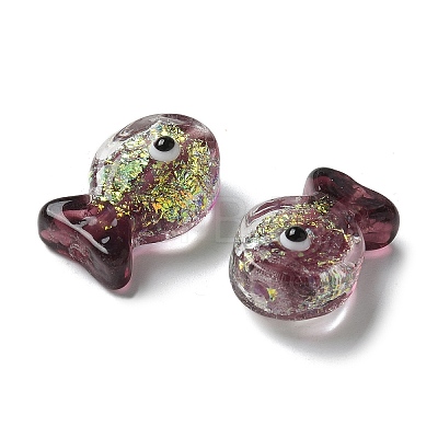 Handmade Foil Lampwork Fish Beads FOIL-Z001-01H-1