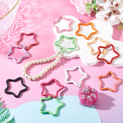 10Pcs 2 Styles Spray Painted Alloy Spring Gate Rings FIND-TA0009-83-1