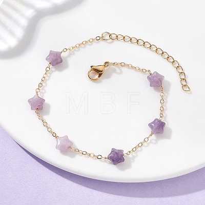 Natural Amethyst Beaded Link Bracelets BJEW-JB12851-02-1