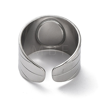 304 Stainless Steel Open Cuff Ring Components STAS-M323-61P-1