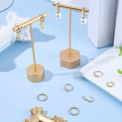 10Pcs 5 Styles Rack Plating Brass Beaded Huggie Hoop Earrings for Women KK-SC0008-04-1
