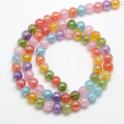 Electroplate AB Color Plated Synthetic Crackle Quartz Round Beads Strands G-L155-6mm-07-1