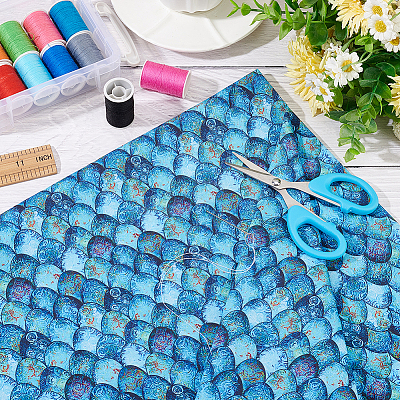 Fishscale Pattern Polyester Fabrics DIY-WH0292-79B-1