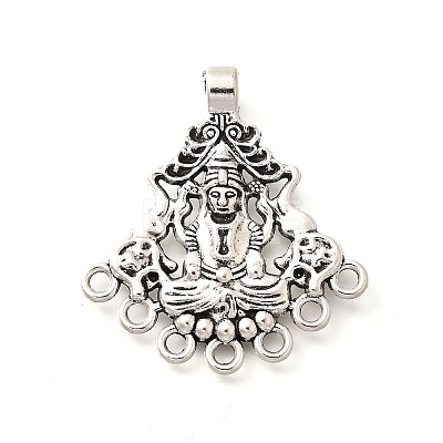 Tibetan Style Alloy Lakshmi with Peacocks Chandelier Component Links PALLOY-D291-15AS-1