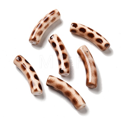 Spray Painted Leopard Print Opaque Acrylic Beads X-OACR-L013-036-1