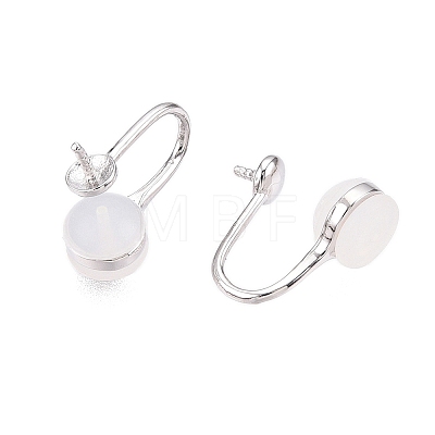 Anti-Tarnish Rhodium Plated 925 Sterling Silver Clip-on Earring Findings STER-T007-120P-1