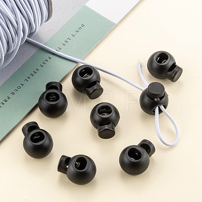 1-Hole Dyed Iron Spring Loaded Eco-Friendly Plastic Round Buckle Cord Toggle Lock Beans Stoppers for Sportwear Luggage Backpack Straps X-FIND-E004-60B-18mm-1