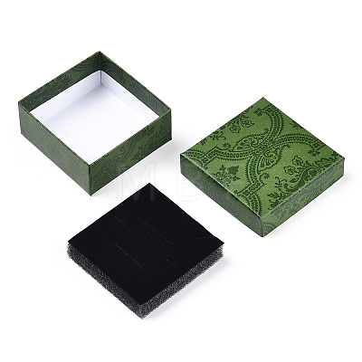 Flower Printed Cardboard Jewelry Boxes CBOX-T006-10C-1