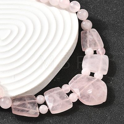 Natural Rose Quartz Faceted Bib Graduated Beaded Necklaces for Women NJEW-B128-01M-1