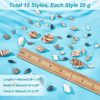   280g 14 styles Natural Mixed Shell Beads SSHEL-PH0001-26-1