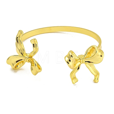 Rack Plating Bowknot Brass Cuff Bangles for Women BJEW-B106-25A-G-1