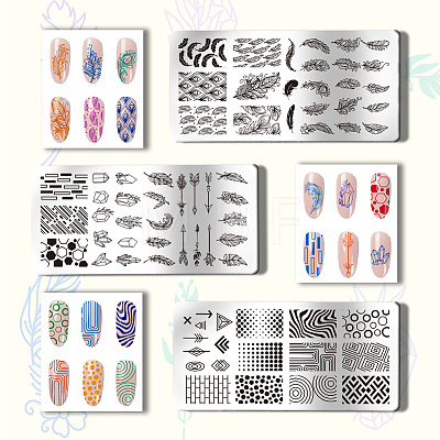 Stainless Steel DIY Nail Art Templates MRMJ-WH0092-019-1