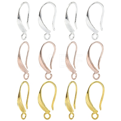 18Pcs 3 Colors Brass Smooth Earring Hooks KK-YW0002-14-1