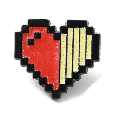 Zeld Pixel Heart Alloy Brooches JEWB-I032-05EB-02-1