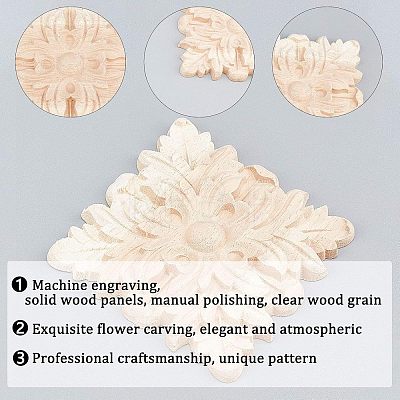 Olycraft Rubber Wood Carved Onlay Applique Craft AJEW-OC0001-52B-1