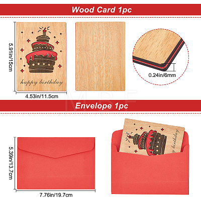 Rectangle with Pattern Wooden Greeting Cards DIY-CP0006-75M-1