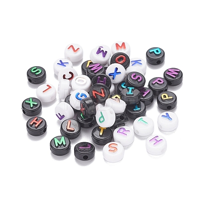 180Pcs 10 Style Opaque Black Acrylic Beads MACR-YW0001-53-1