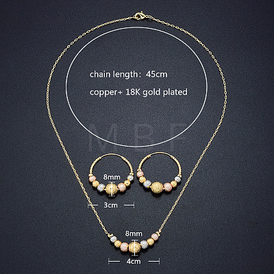 Brass Round Beaded Pendant Necklaces & Hoop Earrings for Women FS-WG8D76A-01-1