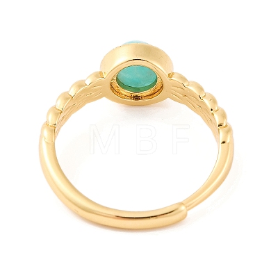 Round Natural Amazonite Adjustable Rings RJEW-Q817-03G-01-1