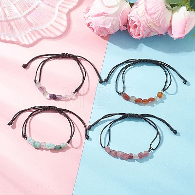 Natural Gemstone Chip Beads Link Bracelets BJEW-JB13310-1