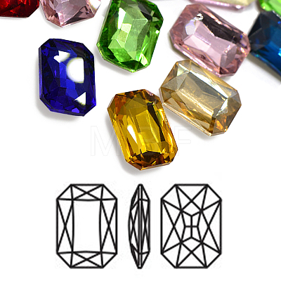 Faceted Rectangle K9 Glass Pointed Back Rhinestone Cabochons RGLA-A017-6x8mm-SM-1