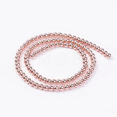 Non-magnetic Synthetic Hematite Bead Strands G-P262-20-4mm-RRG-1