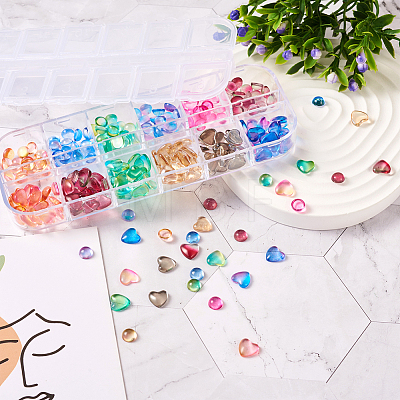 Craftdady 240Pcs 12 Color Transparent Glass Cabochons GGLA-CD0001-10-1