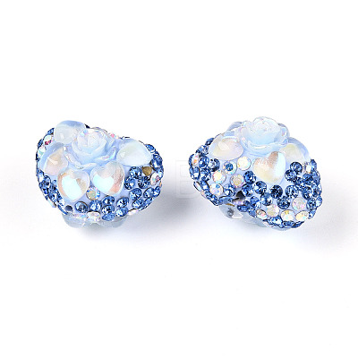Heart Shape Polymer Clay Pave Rhinestone Beads RB-T018-03F-1