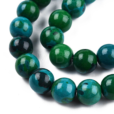 Dyed Natural Ocean White Jade Round Bead Strands G-R295-8mm-07-1