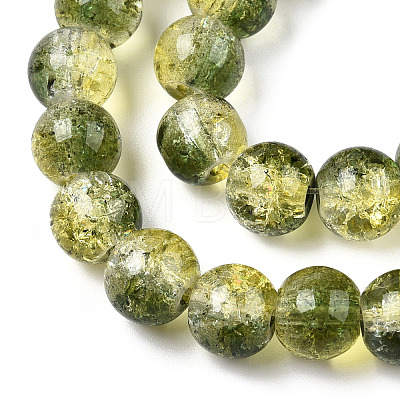 Two-Tone Crackle Baking Painted Transparent Glass Beads Strands X-CCG-T004-8mm-01-1