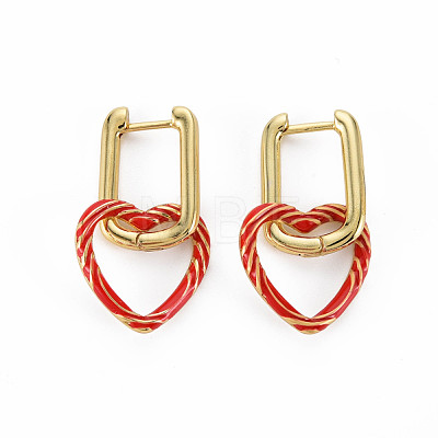 Brass Enamel Dangle Hoop Earrings EJEW-S208-141-NF-1