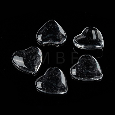 Transparent Glass Heart Cabochons GGLA-R021-20mm-1