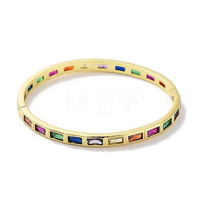 Brass Pave Colorful Glass Hinged Bangles for Women BJEW-Z061-07C-1