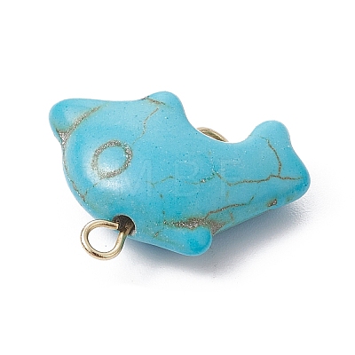 Synthetic Turquoise Connector Charms PALLOY-JF02372-02-1