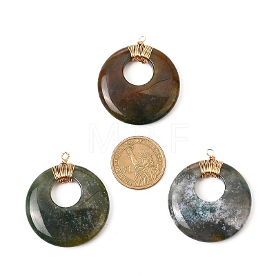 Natural Indian Agate Pendants PALLOY-JF00955-1