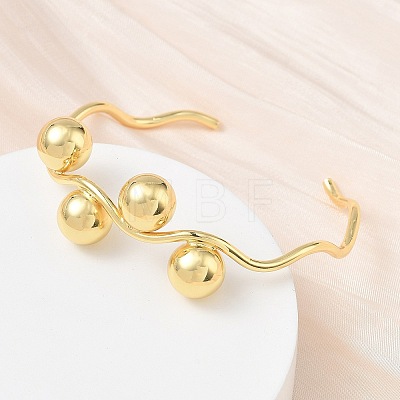 Wave Brass Cuff Bangles BJEW-C157-04G-1