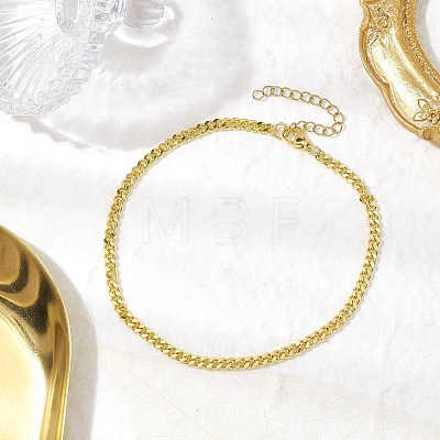 Brass Curb Chain Anklets AJEW-AN00582-1