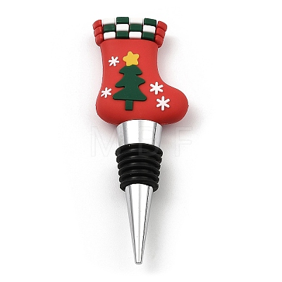 Christmas Theme Aluminium Alloy & PVC Wine Bottle Stoppers FIND-Q091-01A-1
