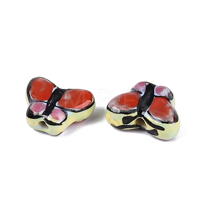 Hand Painted Butterfly Porcelain Beads PORC-Q006-05C-1