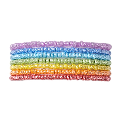 7 PCS Rainbow Style Glass Seed Beads Bracelets for Women BJEW-JB10067-1