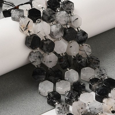 Natural Black Rutilated Quartz Beads Strands G-P534-A04-01-1