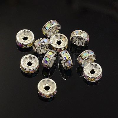 Brass Rhinestone Spacer Beads X-RB-A014-Z8mm-28S-1