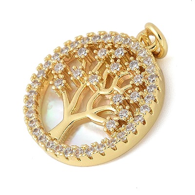 Brass Micro Pave Cubic Zirconia Pendants KK-K298-16G-02-1