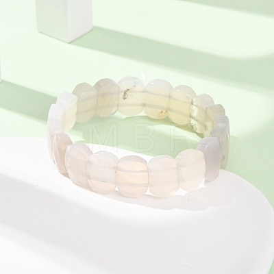 Natural Grey Agate Beaded Stretch Bracelets for Unisex G-K303-01J-1